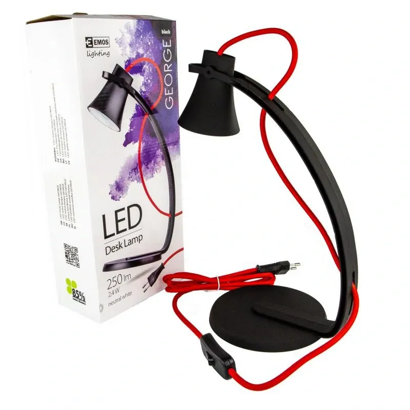 Lampka LED na biurko czarna neutralna 2,4W 250lm Z7501BK GEORGE EMOS Najlepsza cena