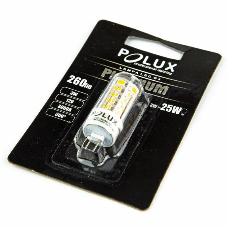Wysoka jakość Żarówka LED G4 ciepła 3W 3000K 12V 260lm SL-G4-260 POLUX