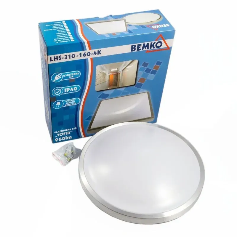 Plafoniera okrągła LED TOFIR 16W barwa neutralna BEMKO C31-LHR-330-160-4K Bezpieczne zakupy