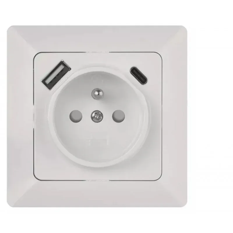 A6000.4 Gniazdo FRENCH z USB A+USB C. IP20 błyszczące białe 1906010511 EMOS Niska cena