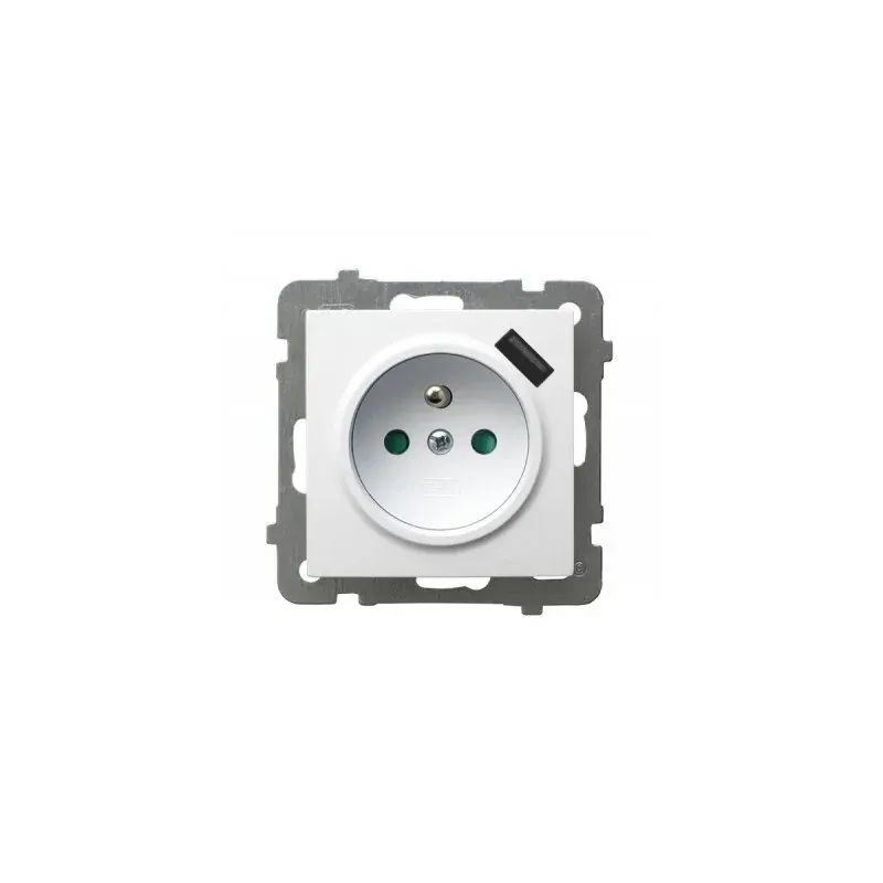 Gniazdo elektryczne z uziemieniem z ładowarką USB białe GP-1GZPUSB/m/00 AS Ospel Rabat