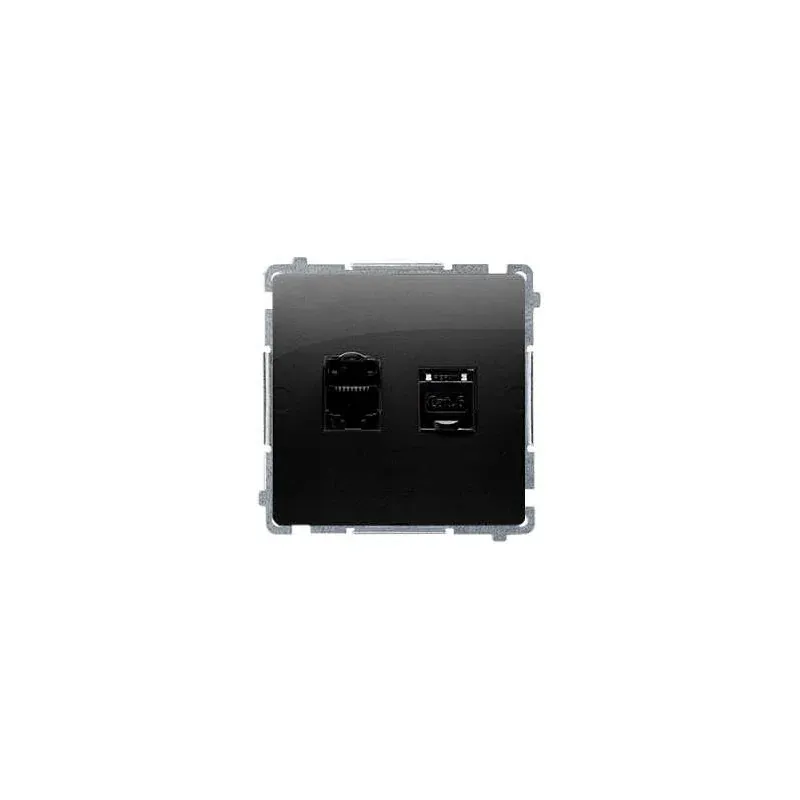 Gniazdo komputerowe podwójne RJ45 kat6 z przesłoną czarny mat BM62.01/49 Simon Basic Kontakt-Simon Niska cena
