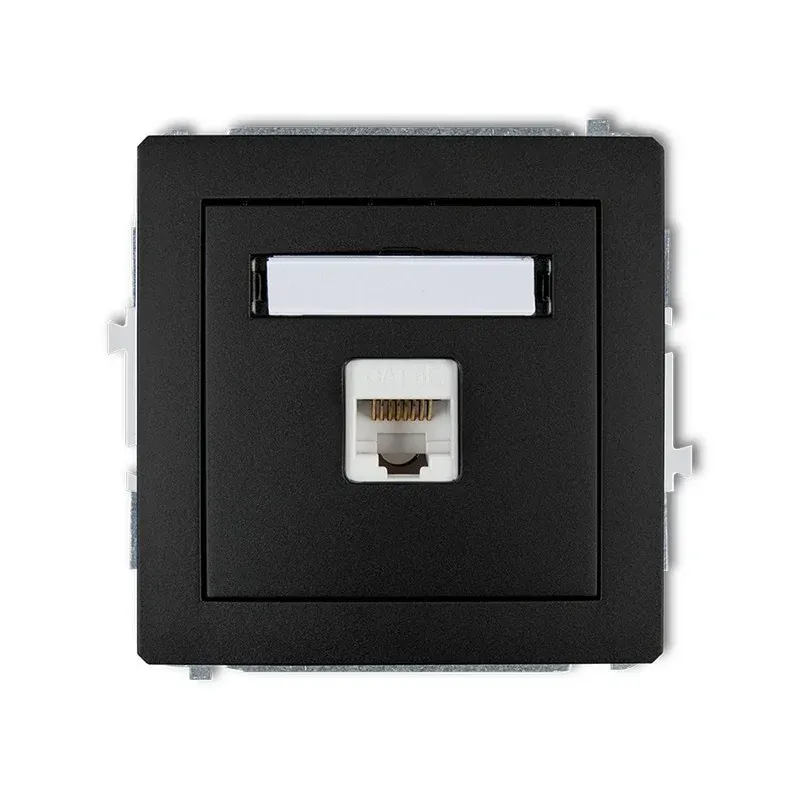 Gniazdo komputerowe pojedyncze RJ45 5E czarny mat DECO 12DGK-1e KARLIK Hit sprzedaży