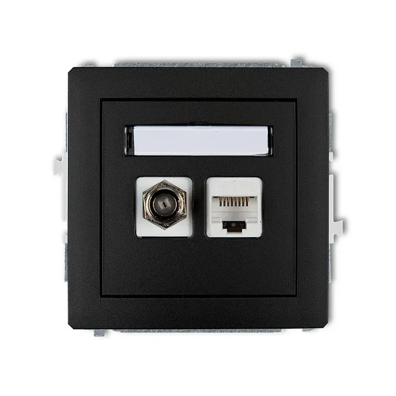 Taniej Gniazdo antenowe pojedyncze typu F (SAT)+gniazdo komputerowe RJ45 kat. 6 czarny mat DECO 12DGFK-5 KARLIK