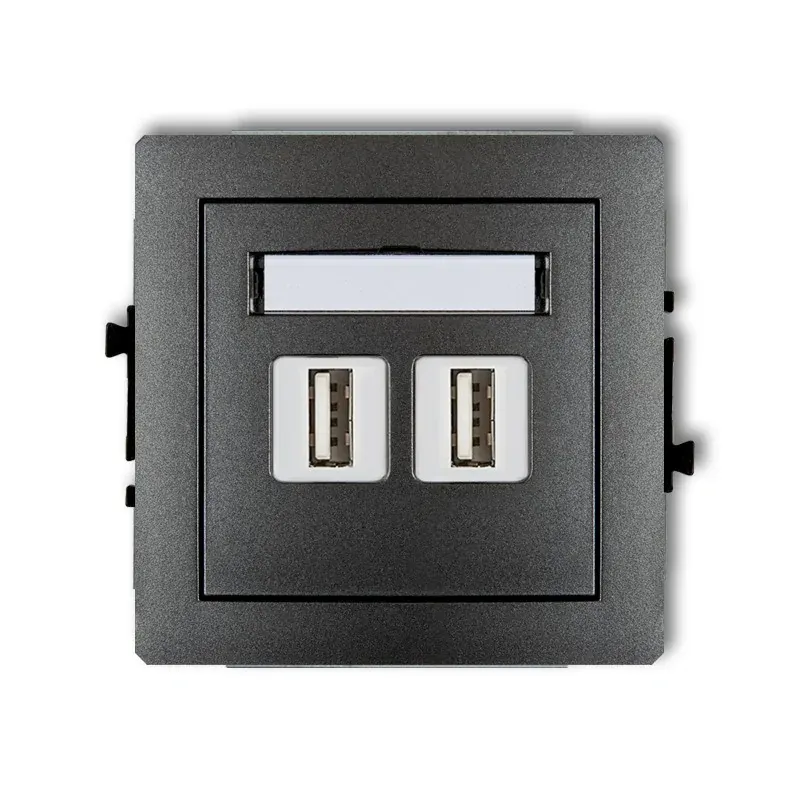 Cena promocyjna Gniazdo podwójne USB-AA 2.0 podtynkowe grafitowy DECO 11DGUSB-2 KARLIK