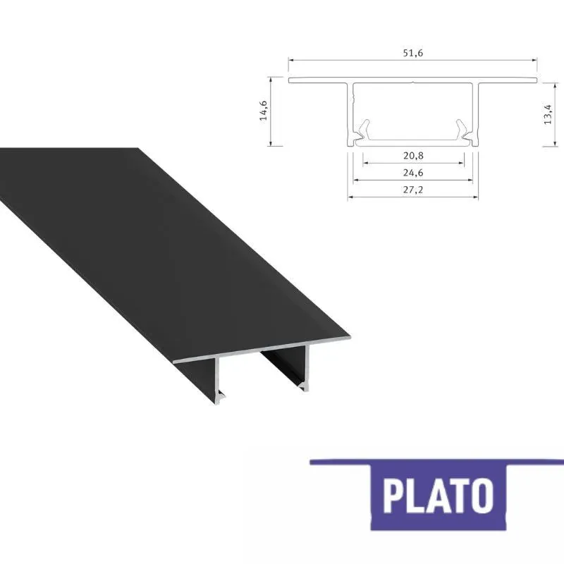 Niska cena Profil Lumines Plato Wpuszczany - Czarny 2M