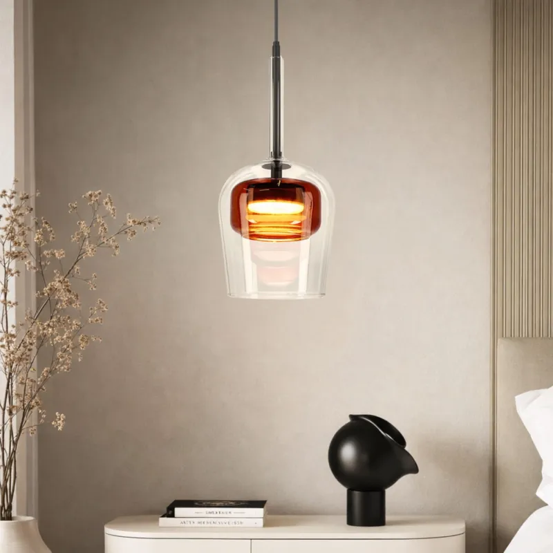 Lampa wisząca Glaxi szklana klosz transparentny i brązowy 1xGX53 nad stół Cena promocyjna