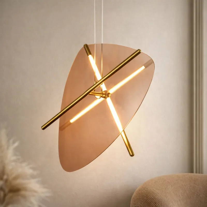 Lampa wisząca Relax szklana w kształcie zegara z kloszem bursztynowym LED 15W 3000K do salonu Ostatnie sztuki