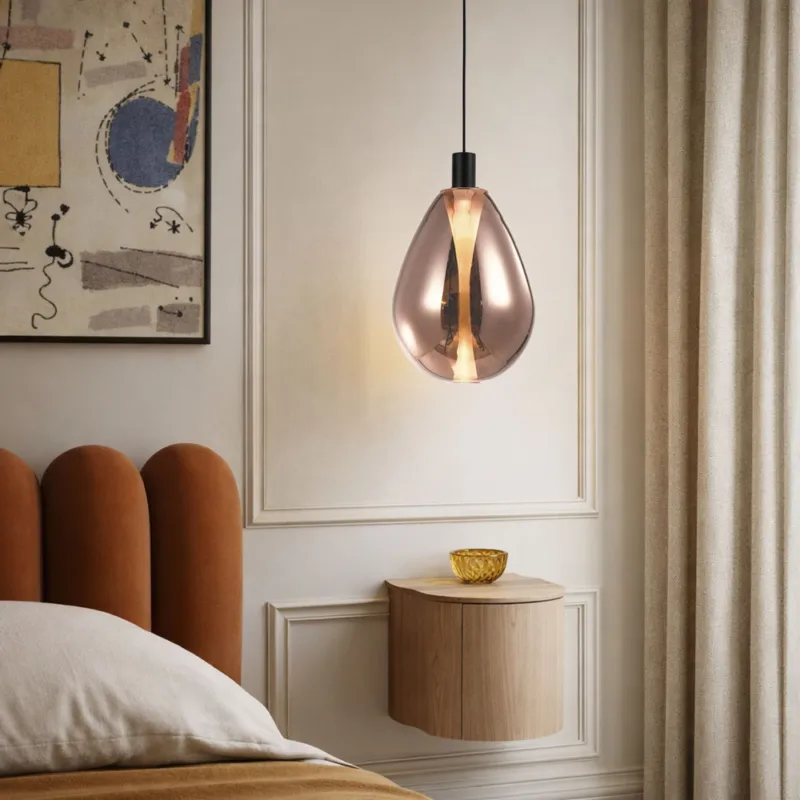 Kup teraz Lampa wisząca Denso 20 szklana czarna z kloszem miedzianym nad stół