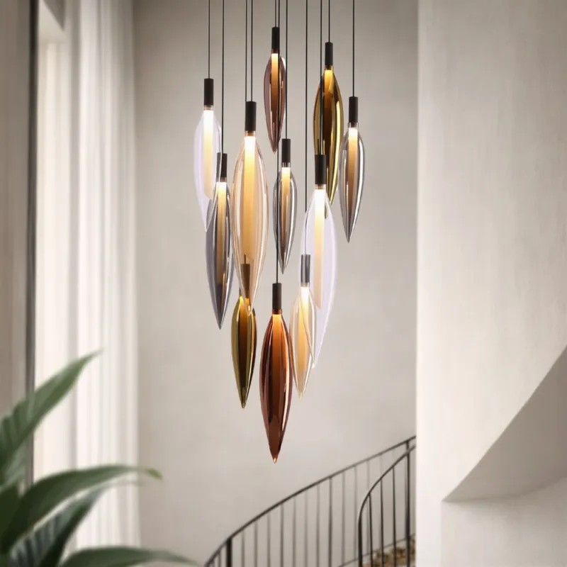 Lampa wisząca Nordic szklane tuby kolorowe do salonu Bezpieczna płatność