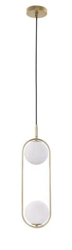 Wysoka jakość Lampa wisząca CORDEL elegancka - złoty mosiądz z białymi kloszami kulkami - nowoczesne oświetlenie salonu 2x G9 LED