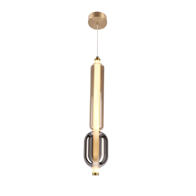 Hit cenowy Lampa wisząca Kelly szklana tuba do salonu złota LED 8W 2700K 1 punkt światła
