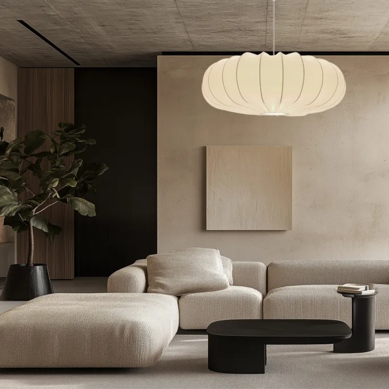 Lampa wisząca CAFEE‘ skandynawska - z abażurem kremowym latte 66cm - nowoczesne oświetlenie sufitowe do salonu i jadalni E27 Zniżka