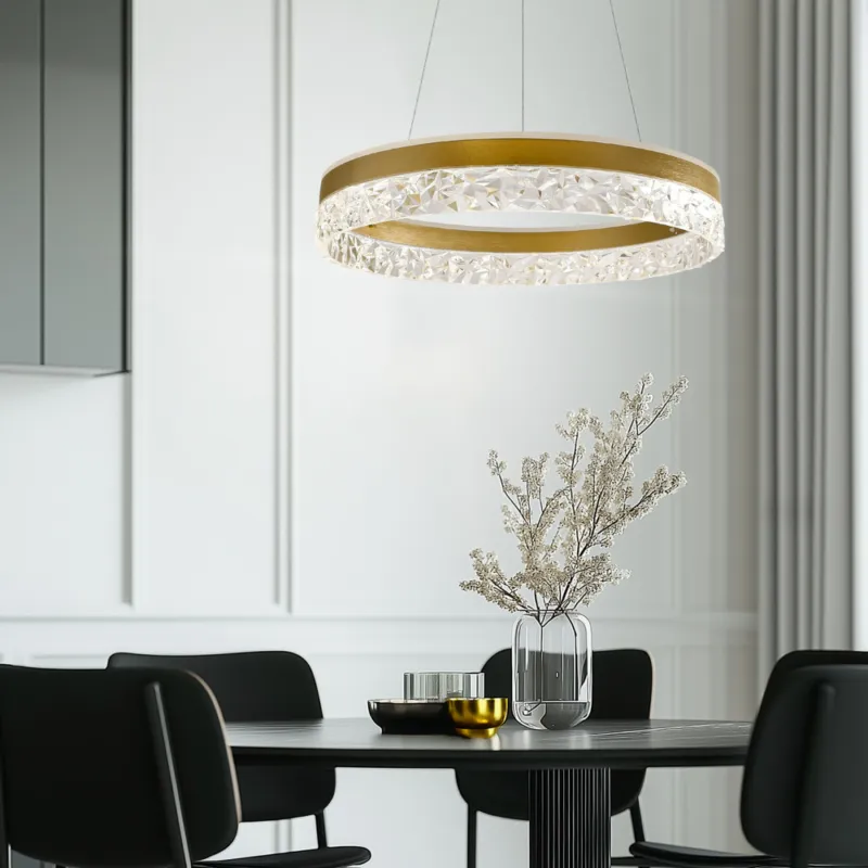 Premium Lampa wisząca FROZI w stylu glamour – złoty klosz z kryształkami – eleganckie i nowoczesne oświetlenie salonu LED