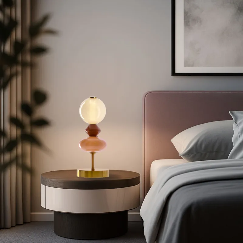 Darmowy zwrot Lampka nocna Flores z ceramicznymi kloszami kolorowa 10W LED 3000K do sypialni