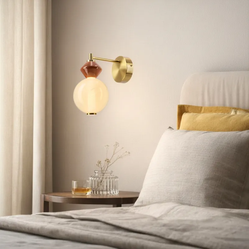 Obniżka ceny Kinkiet Flores ceramiczny ze szklanym kloszem 7W LED 3000K do sypialni