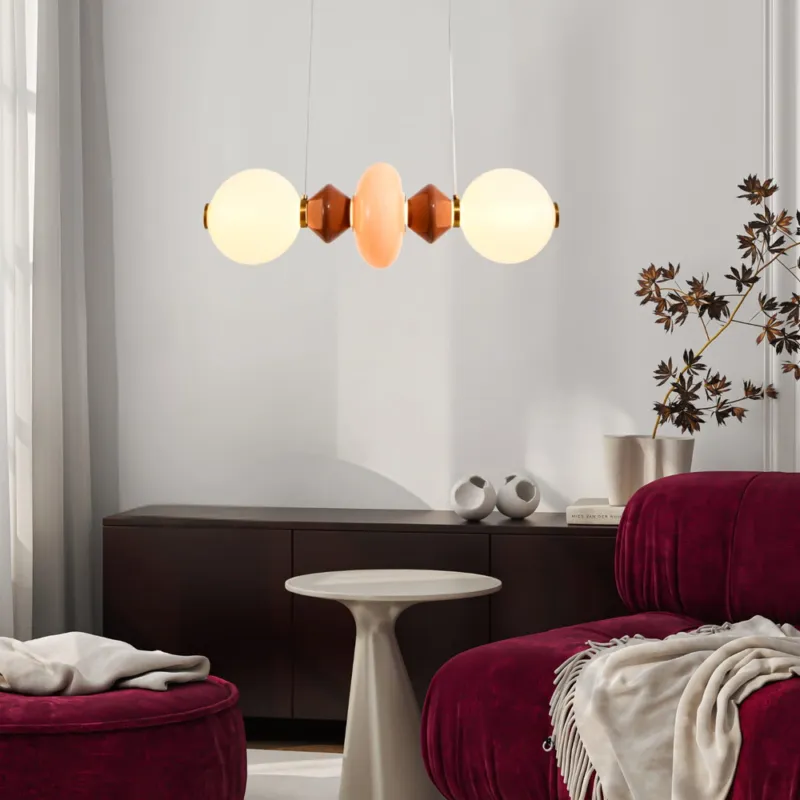 Tylko do końca tygodnia Lampa wisząca Flores ceramiczna z kolorowymi kloszami pozioma 15W LED 3000K nad stół do jadalni