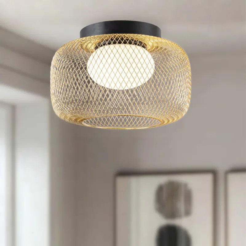 Najlepsza cena Lampa sufitowa Sopra 32 czarno złota klosz druciany do salonu GX53