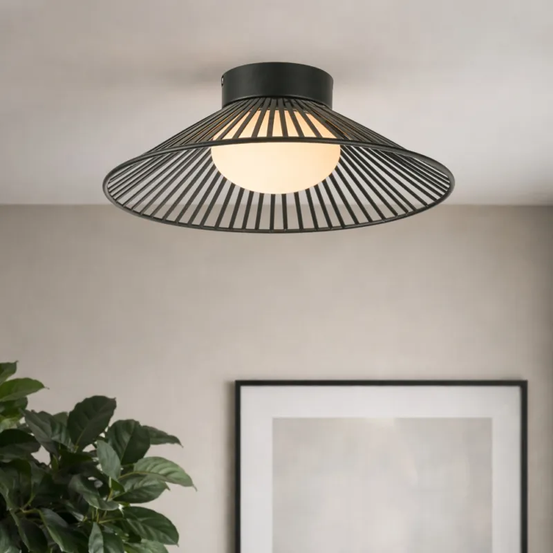 Lampa sufitowa Sonte 40 czarna druciana z białym kloszem do salonu GX53 Wybór klientów