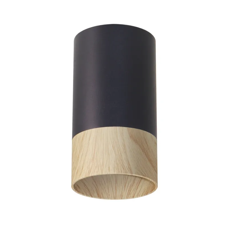 Dostępne od ręki Lampa sufitowa tuba Conti czarna drewniana natynkowa GU10