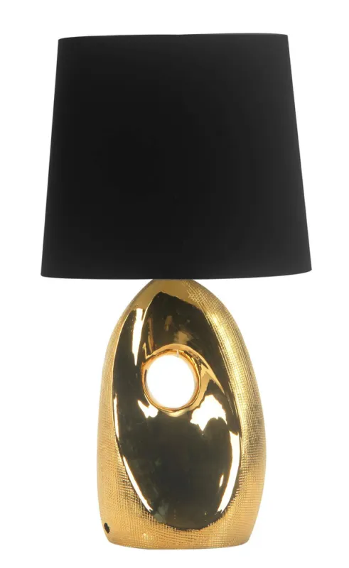 Hit cenowy Lampka nocna Hierro ceramiczna złota z czarnym abażurem E27