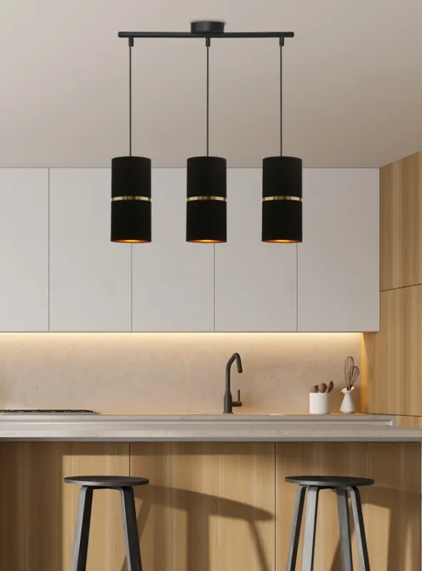 Oferta Lampa wisząca z abażurami Gina czarna potrójna do jadalni E27