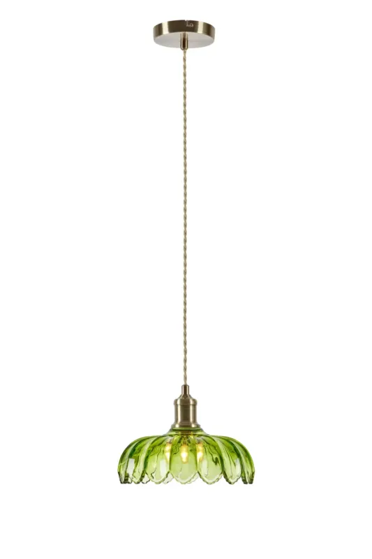 Lampa wisząca KURAGE 1L Antique Brass/Green 109177 - Markslojd Tani