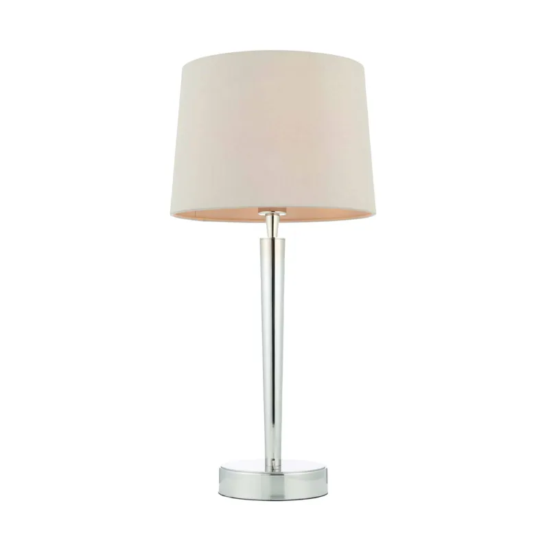 Rabat Lampa stołowa metalowa srebrna z beżowym abażurem 72175 z serii Syon - Endon Lighting