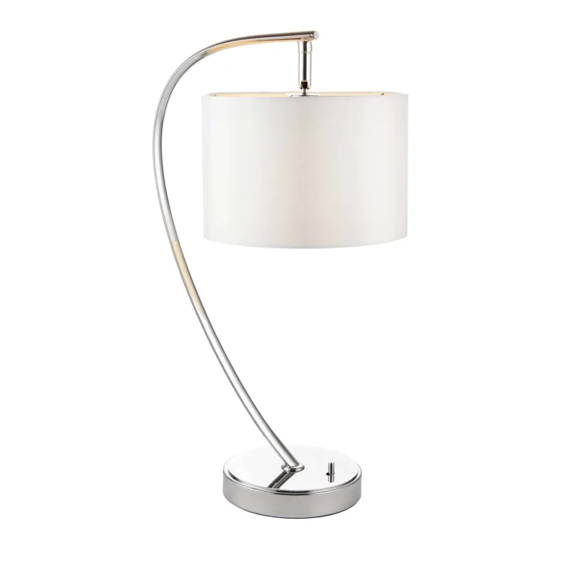 Sprawdź teraz Lampa stołowa metalowa srebrna z białym abażurem 72389 z serii Josephine - Endon Lighting