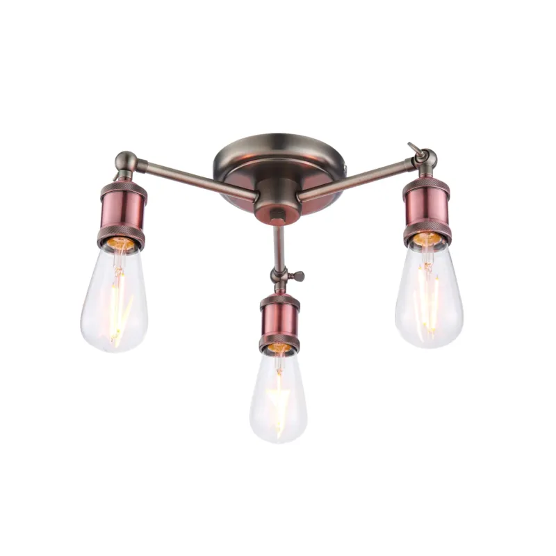 Lampa sufitowa metalowa miedziana 3-punktowa 76124 z serii HAL - Endon Lighting Najlepsza cena