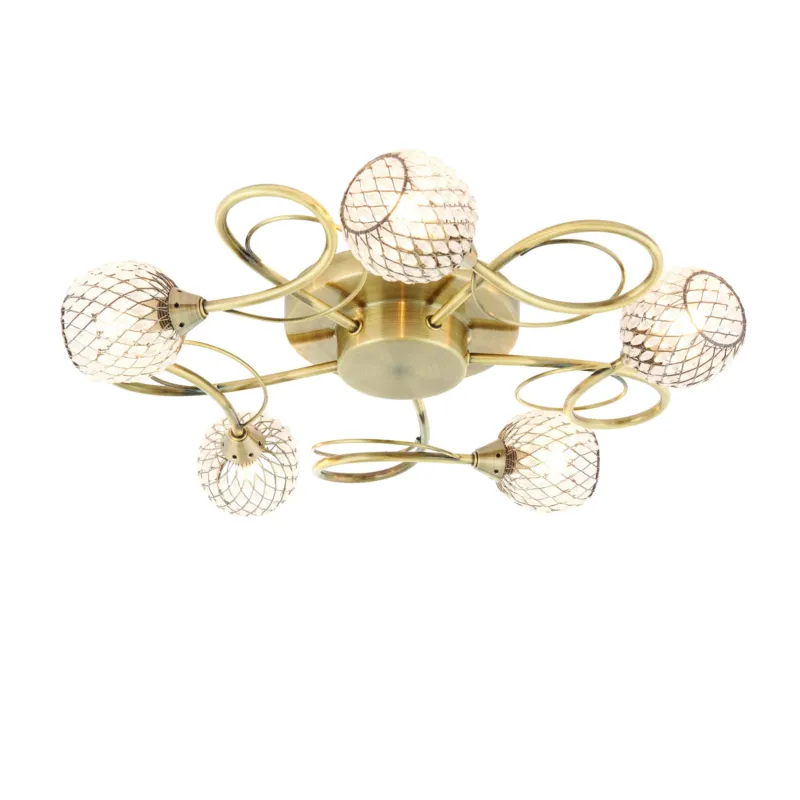 Lampa sufitowa mosiężna 5-punktowa 47cm 73757 z serii Aherne - Endon Lighting Tylko do końca tygodnia