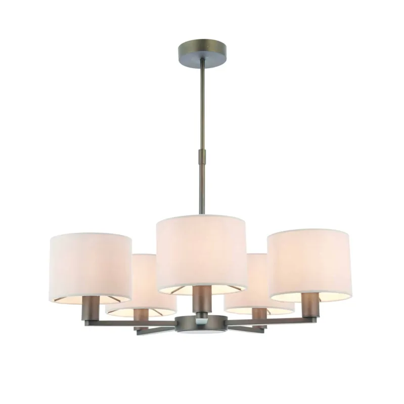 Lampa wisząca 5-punktowa brązowa z białymi abażurami 73017 z serii Daley - Endon Lighting Obniżka ceny