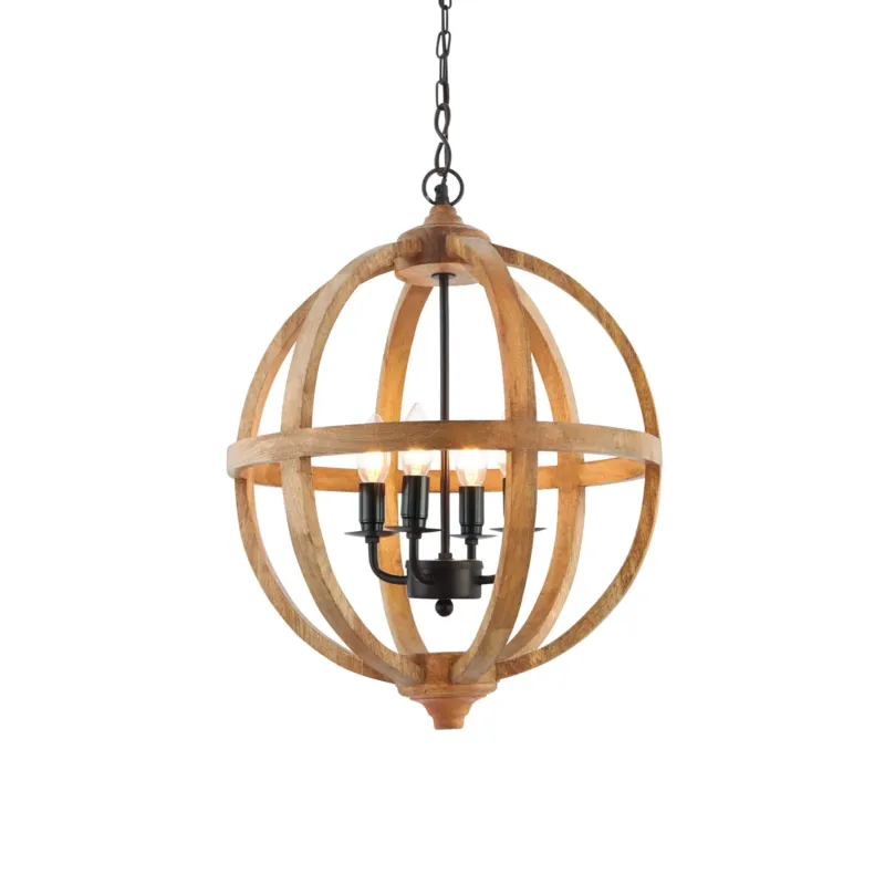 Bestseller Lampa wisząca drewniana kulista 4-punktowa 73575 z serii Toba - Endon Lighting