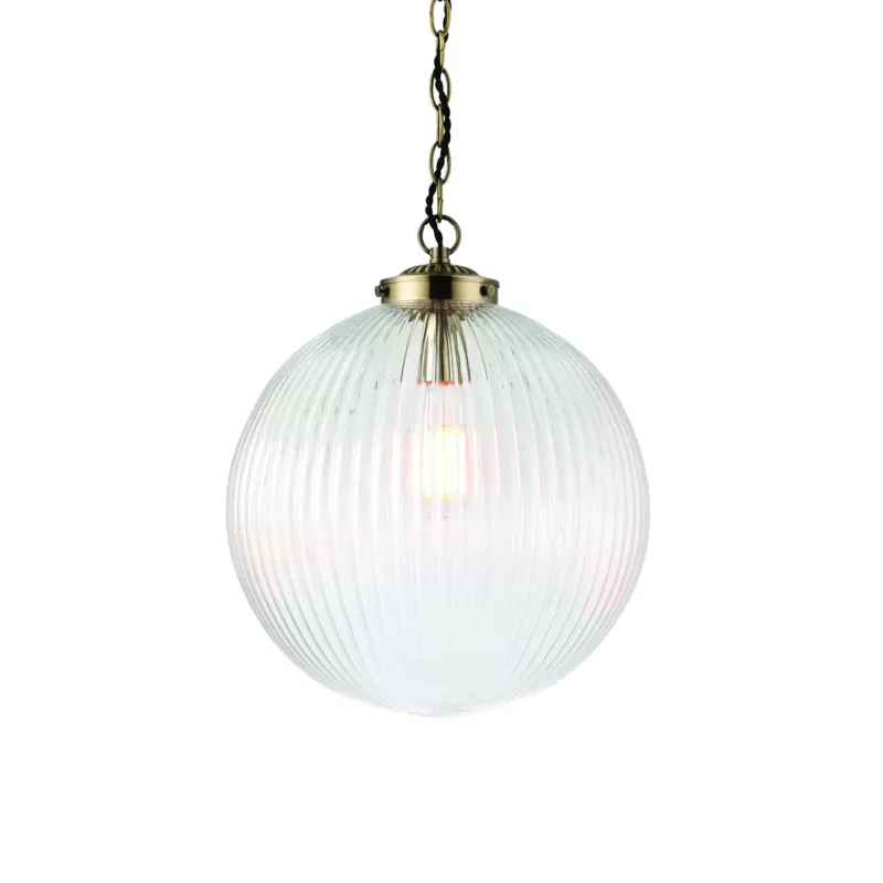 Szybka wysyłka Lampa wisząca szklana kula mosiężna 35cm 71124 z serii BRYDON - Endon Lighting