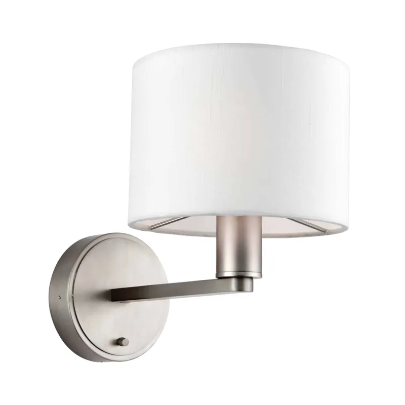 Kinkiet metalowy srebrny z białym abażurem 61608 z serii Daley - Endon Lighting Bezpieczne zakupy