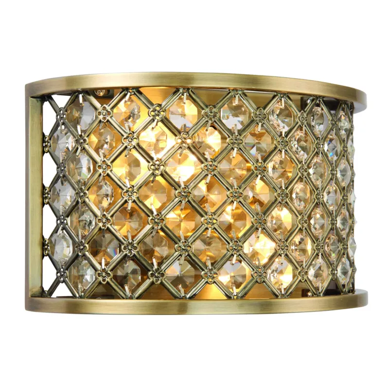 Kinkiet mosiężny ze szkłem kryształowym 2-punktowy 70559 z serii Hudson - Endon Lighting Cena promocyjna