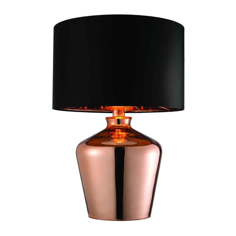 Lampa stołowa miedziana z czarnym abażurem 61149 z serii WALDORF - Endon Lighting Do wyczerpania zapasów