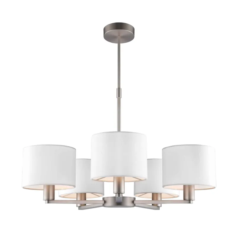 Lampa wisząca 5-punktowa biała z tkaniny i metalu 60257 z serii Daley - Endon Lighting Kup teraz