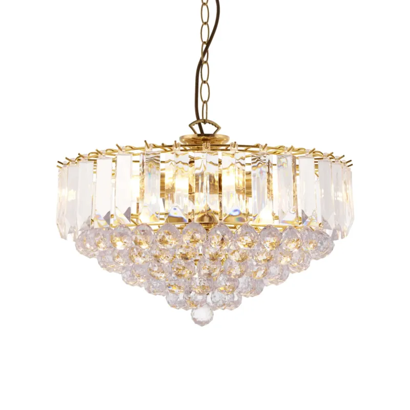 Łatwy zwrot Lampa wisząca kryształowa złota 6-punktowa FARGO-18BP z serii FARGO - Endon Lighting