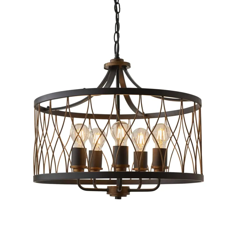 Lampa wisząca metalowa czarno-mosiężna 5-punktowa 61498 z serii Heston - Endon Lighting Ostatnia szansa