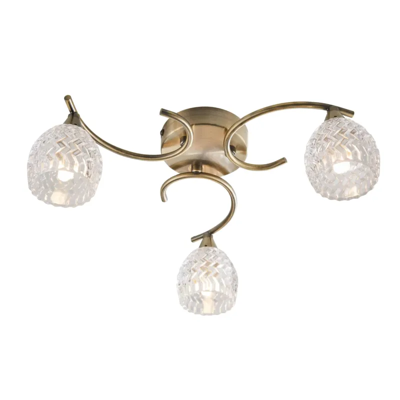 Wyprzedaż Lampa sufitowa mosiężna 3-punktowa ze szklanymi kloszami BOYER-3AB z serii BOYER - Endon Lighting
