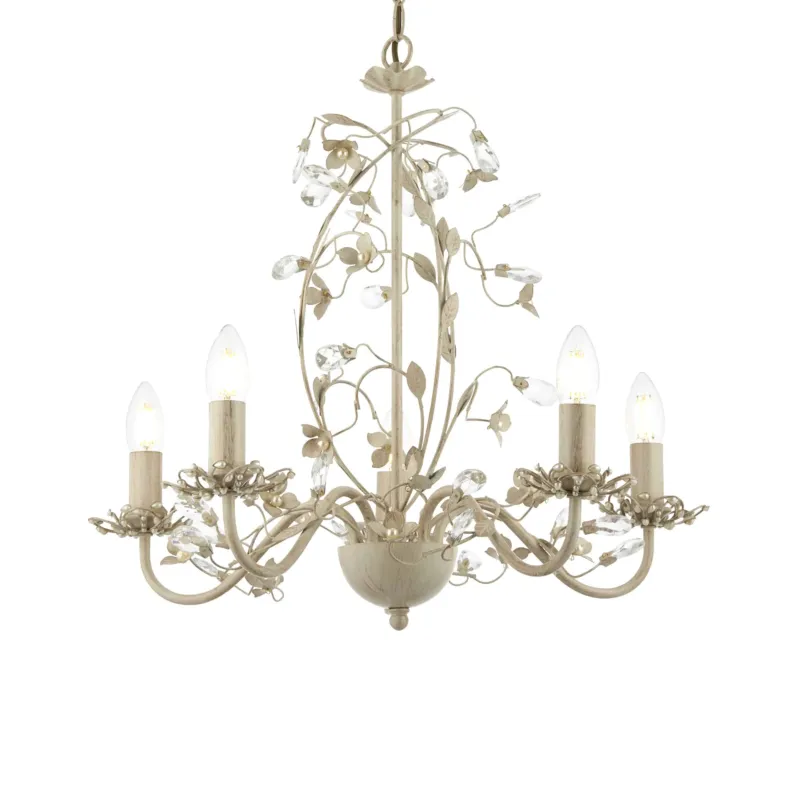 Żyrandol metalowy kremowy 5-punktowy LULLABY-5CR z serii LULLABY - Endon Lighting Nowość