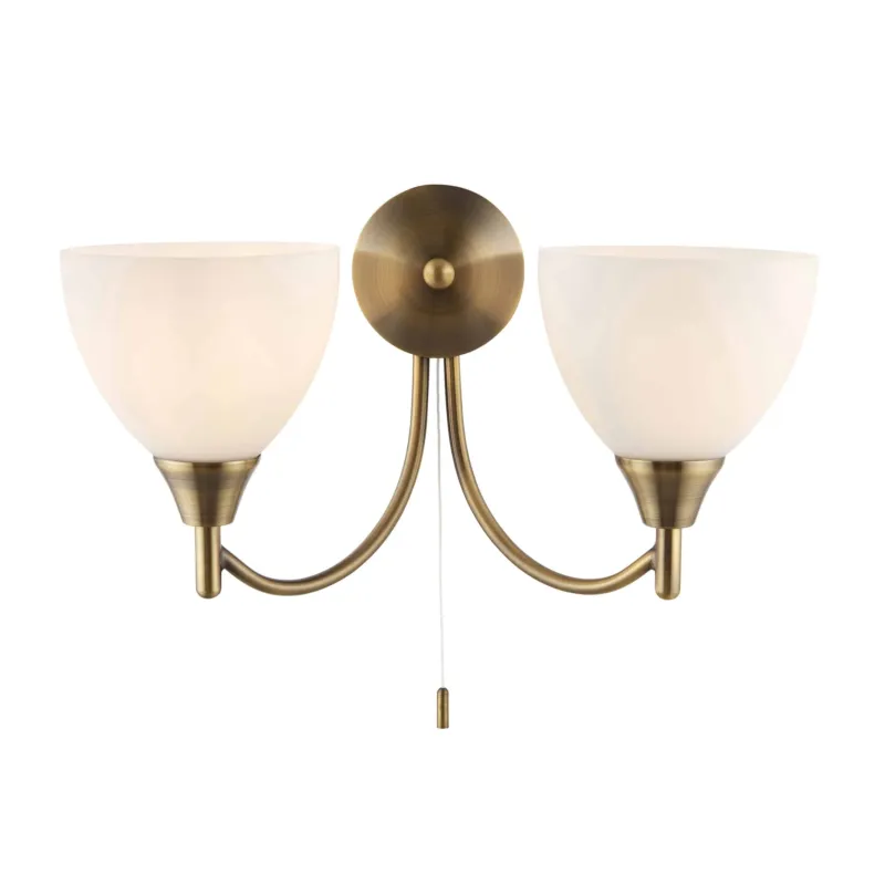 Rabat Kinkiet mosiężny dwupunktowy z kloszami ecru 1805-2AN z serii Alton - Endon Lighting