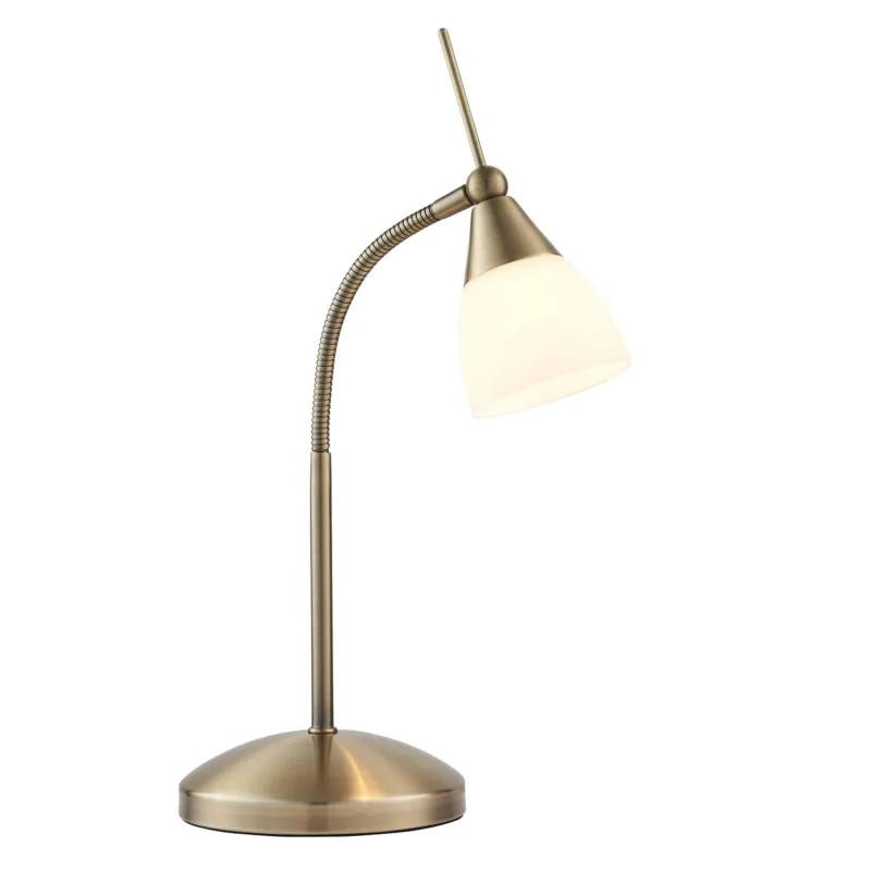 Ostatnie sztuki Lampa biurkowa mosiężna z białym kloszem 652-TLAN z serii Range - Endon Lighting