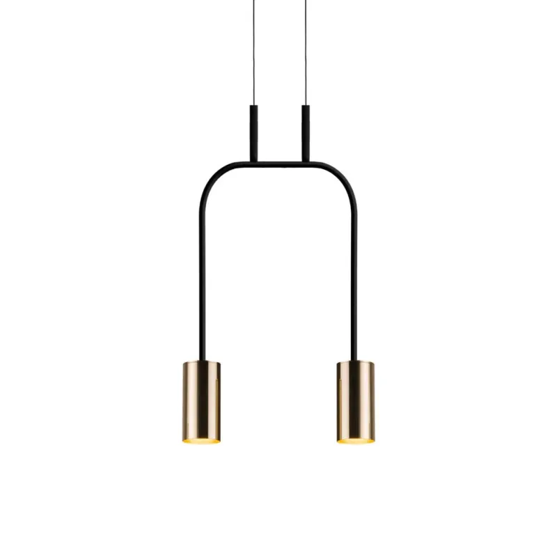 Premium Lampa wisząca Vai 2 Krótka - Mosiądz polerowany-czarna (305 mm) 8841 - Antigo