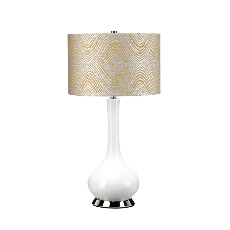 Hit sprzedaży Lampa stołowa ceramiczna biała z wzorzystym abażurem MILO-PN-TL-PSM z serii MILO - Elstead Lighting
