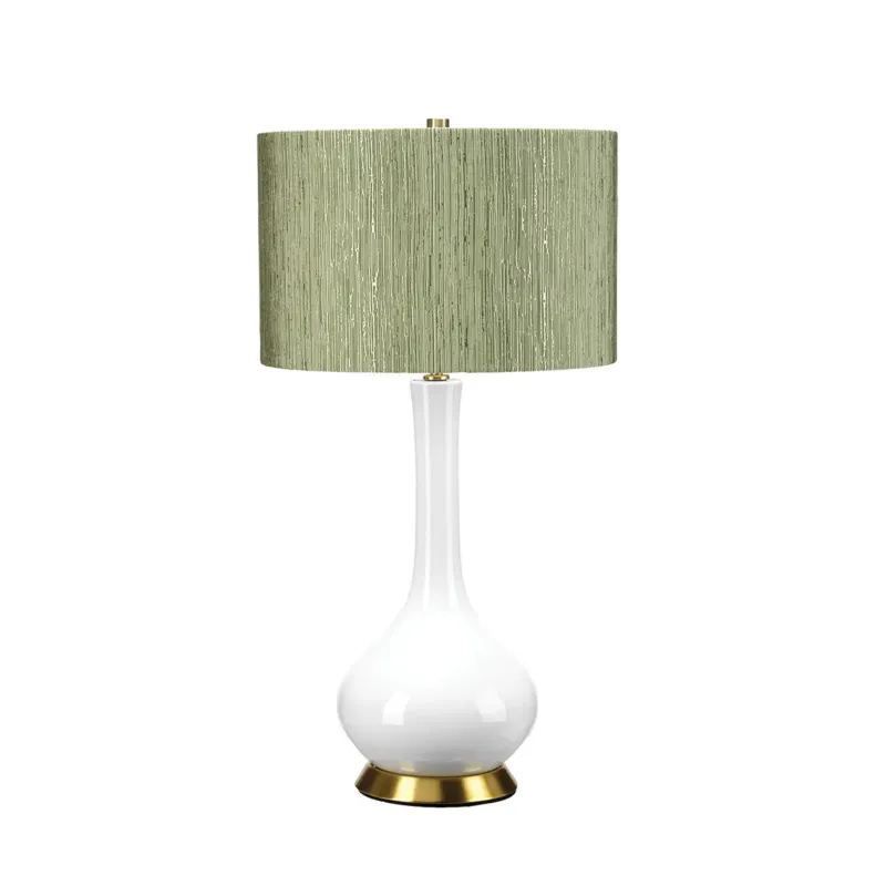 Lampa stołowa ceramiczna biała z zielonym abażurem MILO-AB-TL-RTH z serii MILO - Elstead Lighting Rabat