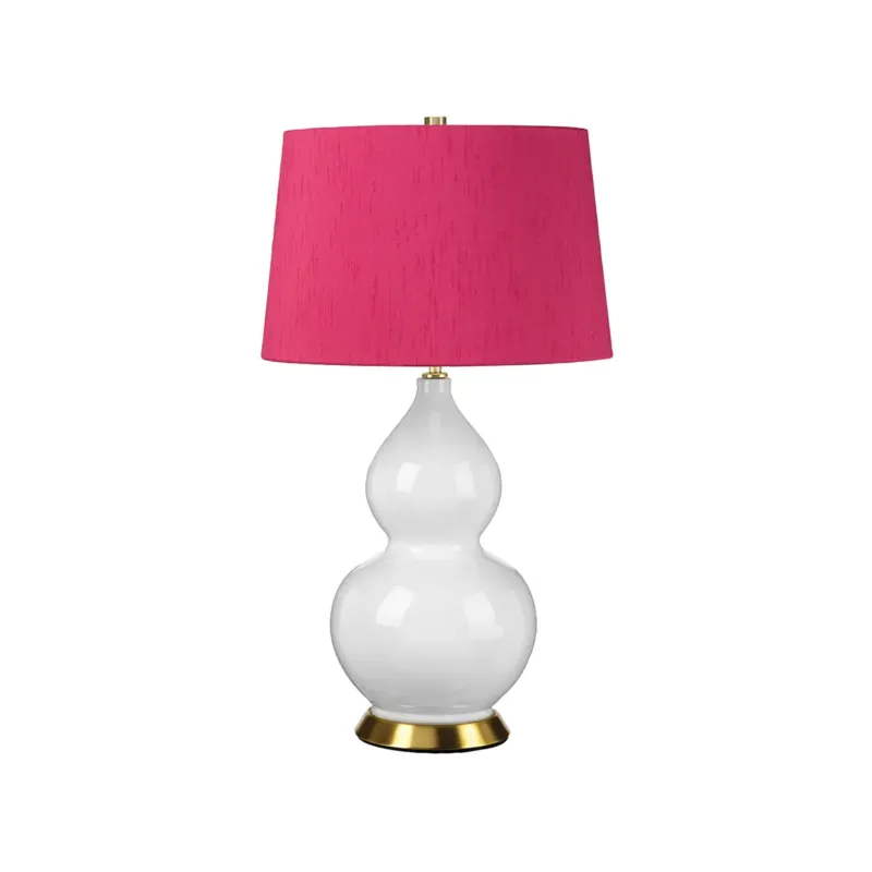 Super okazja Lampa stołowa szklana biała z różowym abażurem ISLA-AB-TL-CRANBERRY z serii ISLA - Elstead Lighting