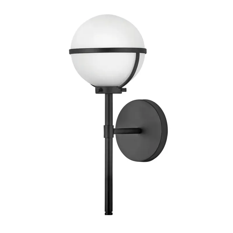 Bezpieczna płatność Kinkiet metalowy czarny ze szklanym kloszem HK-HOLLIS1-O-BK-BATH z serii HOLLIS - Elstead Lighting