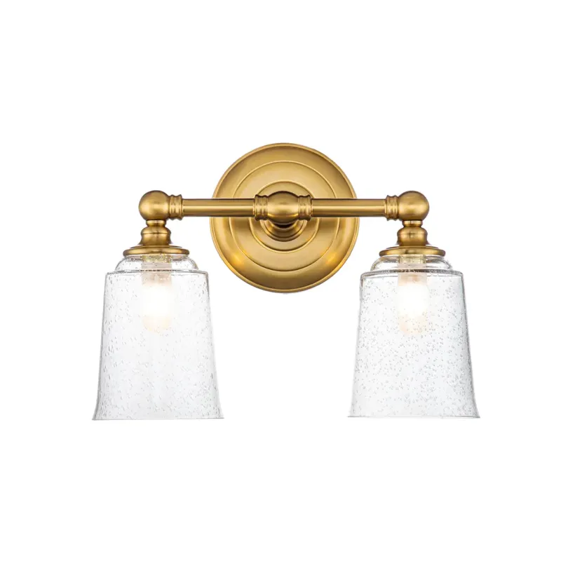 Kinkiet mosiężny 2-punktowy ze szklanymi kloszami FE-HUGOLAKE2BATH-BB z serii Huguenot Lake - Elstead Lighting Premium